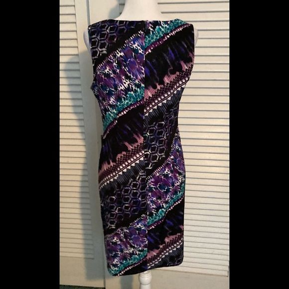 Connected Apparel Purple and Teal Midi Dress - Picture 5 of 9